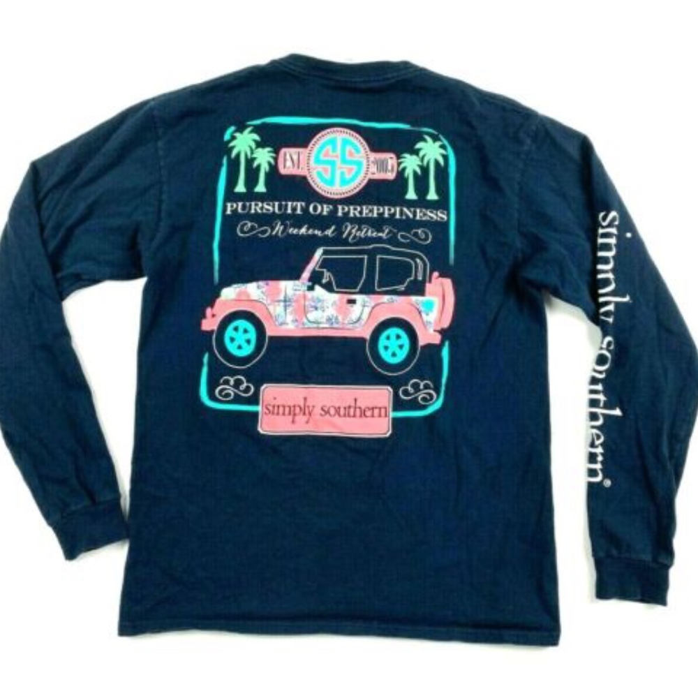 Simply Southern T Shirt Medium Long Sleeve Navy